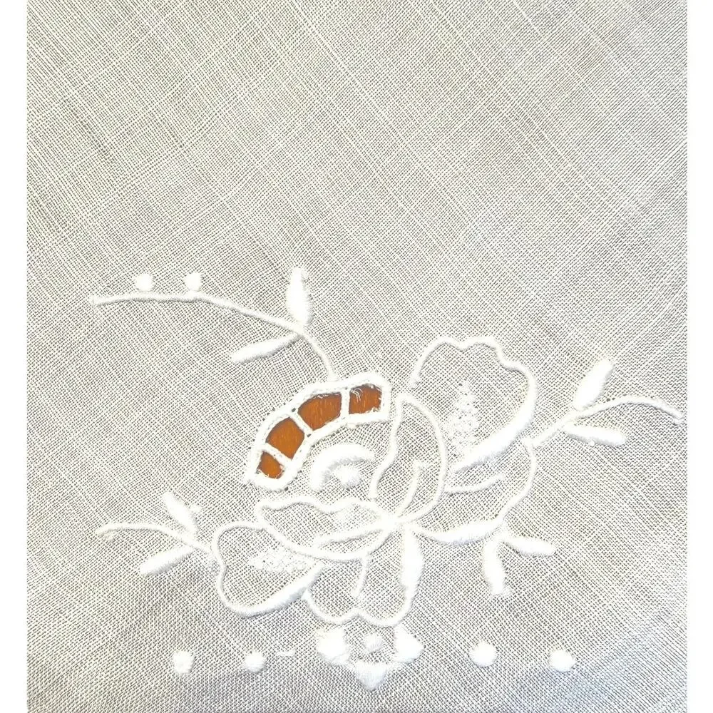 Set of 4 Vintage Linen Napkins 2 Hot Rolls Basket Liners Embroidered Cottagecore
